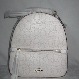 COACH *NWT* Jordyn Perforated Signature Leather Backpack Bag Chalk 2322